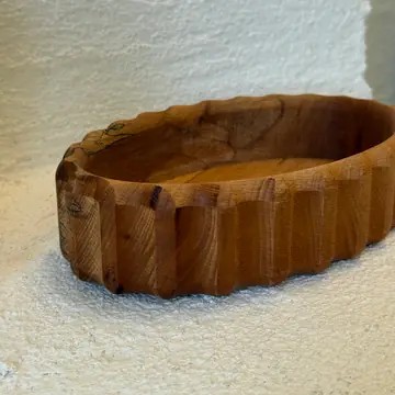 Dekoratif Oval Ahşap Sunumluk 25x15.5x5.5