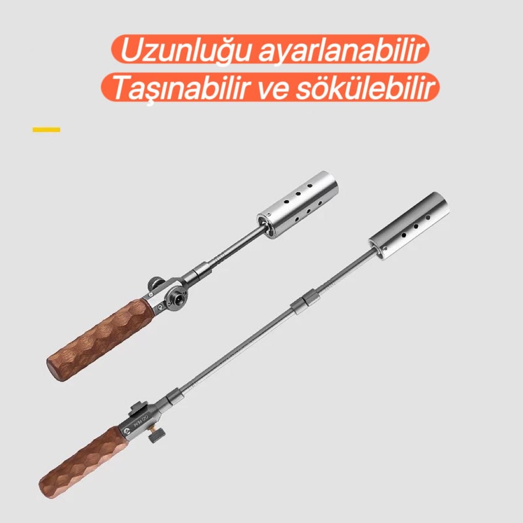 Üç Parçalı Uzun Alev Tabancası – Ayarlanabilir, Katlanabilir, Taşınabilir Kamp Tüplü Torch | 7500W Yüksek Güç | Gaz Dönüştürücü Başlıklı