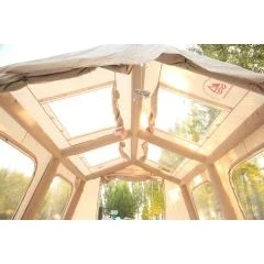 Shufa Galaksi Serisi | 13.68 m² Şişme Kamp Çadırı – 4 Mevsim – Geniş & Şeffaf Tavanlı – 380x360x220 cm Bej