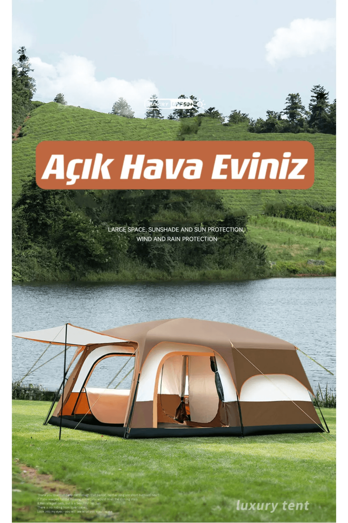 Shufa Bej Aile Boyu Büyük Kamp Çadırı 2 Oda 1 Salon 420*305*200 CM