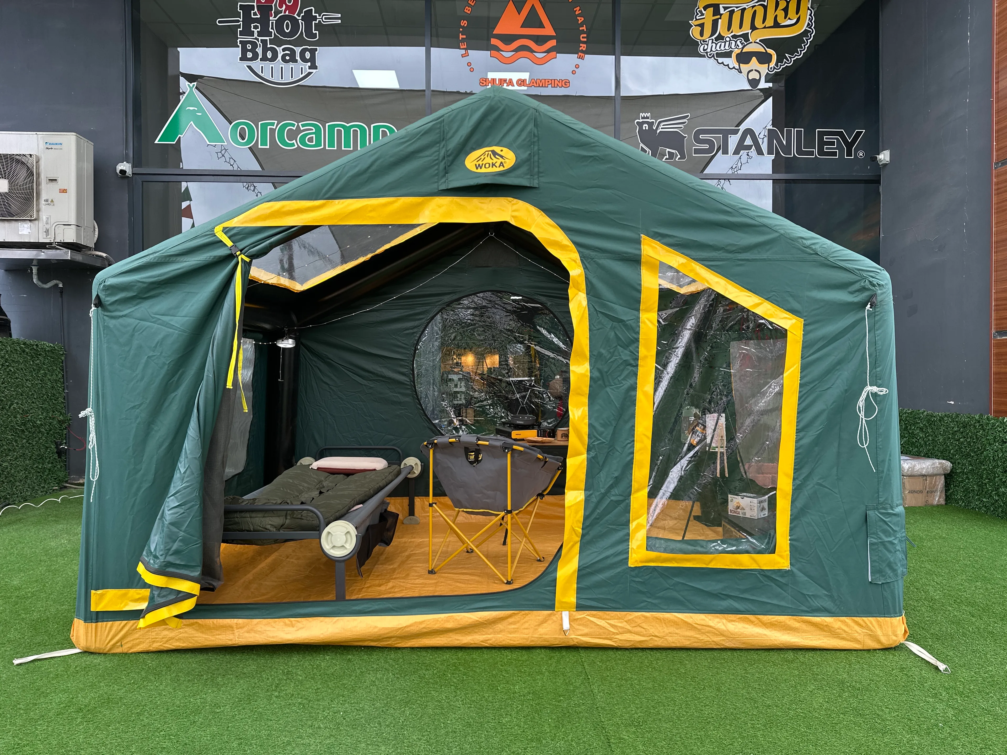 Woka Comfort Air Tent 8 m² Yeşil Şişme Kamp Çadırı