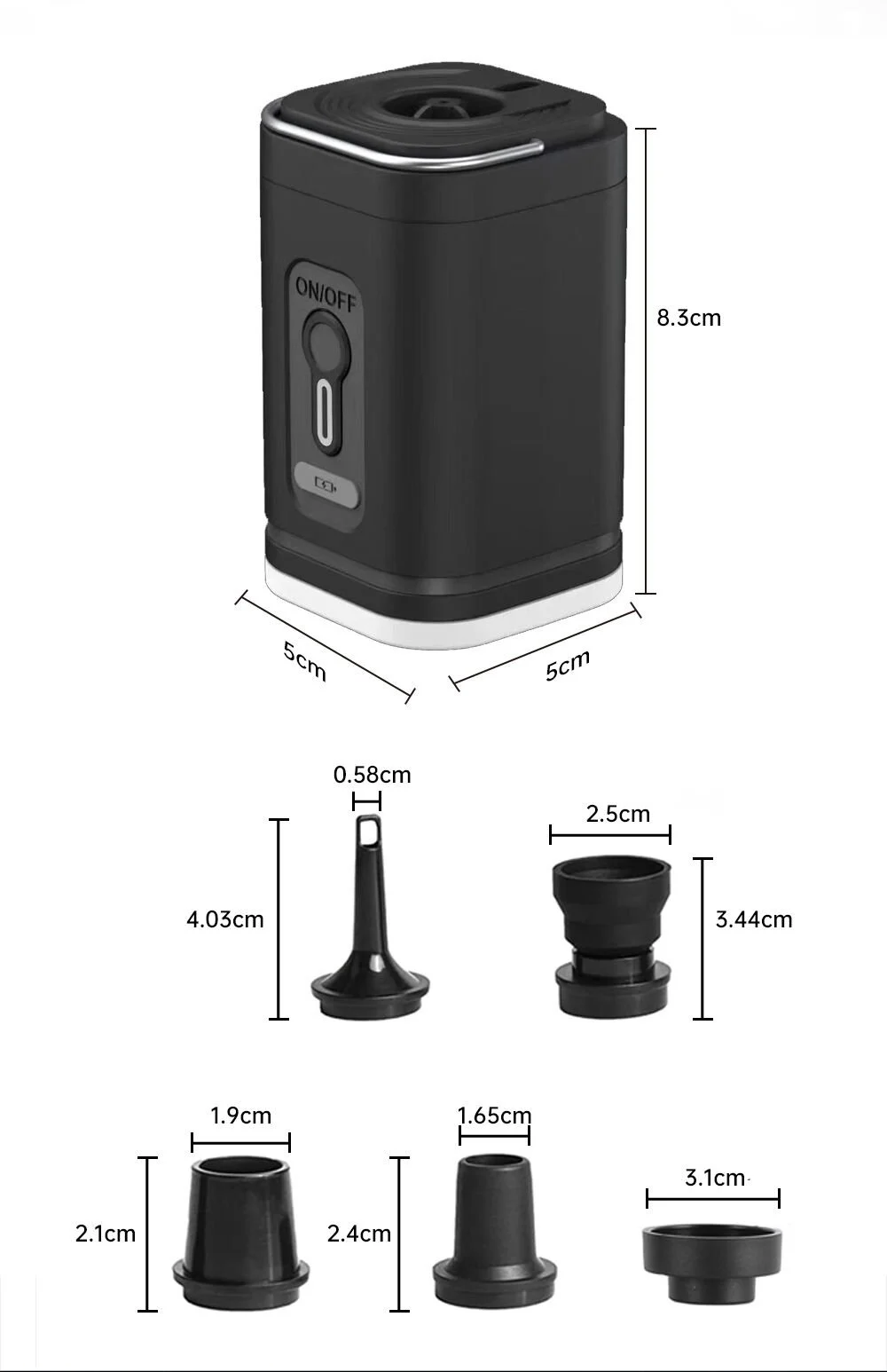 SHUFA GLAMPING 3'ü 1 Arada Taşınabilir USB Şarjlı Elektrikli Hava Pompası – Şişirme/Çekme & LED Işıklı