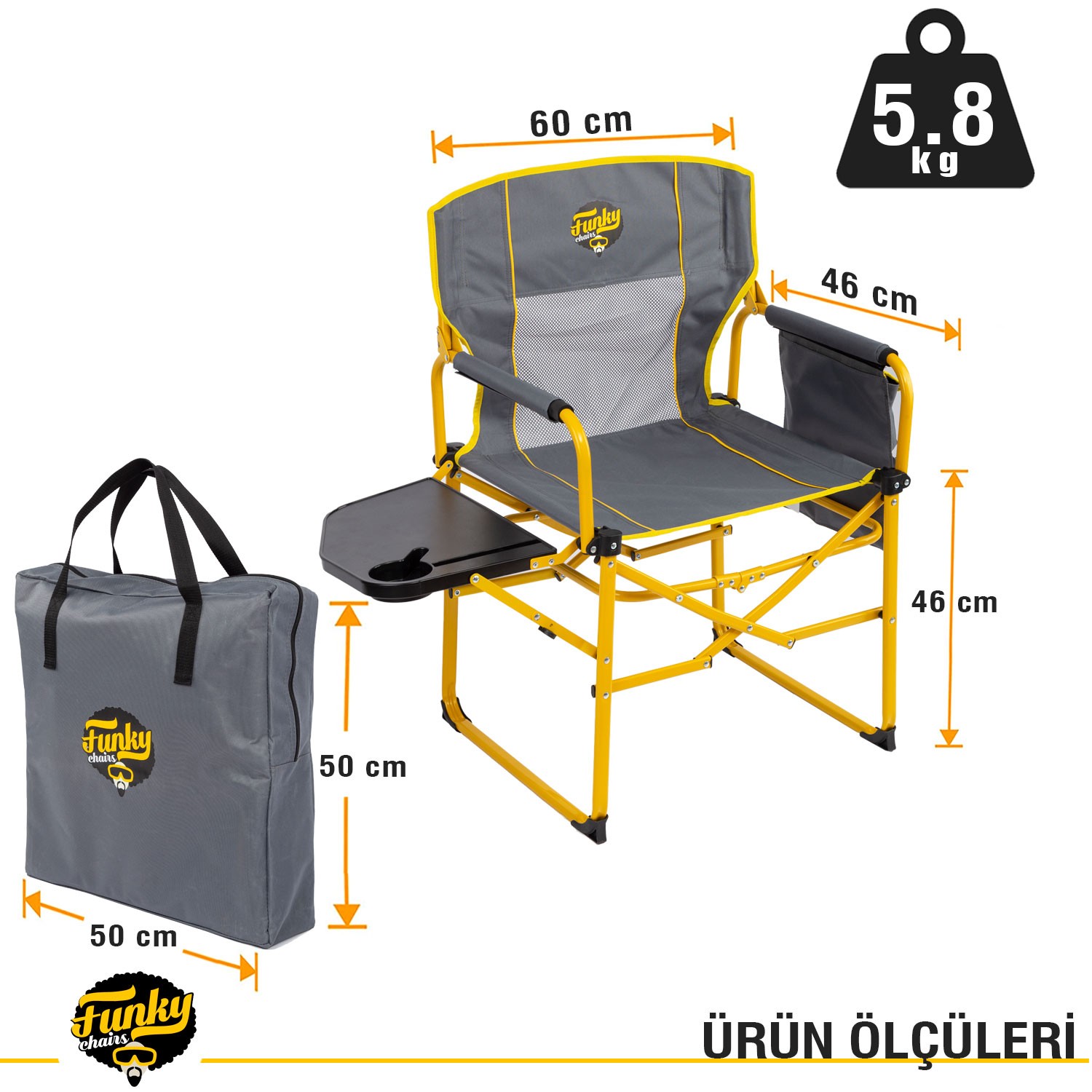 Funky Chairs Extra Katlanabilir XL Kamp Koltuğu – Sarı