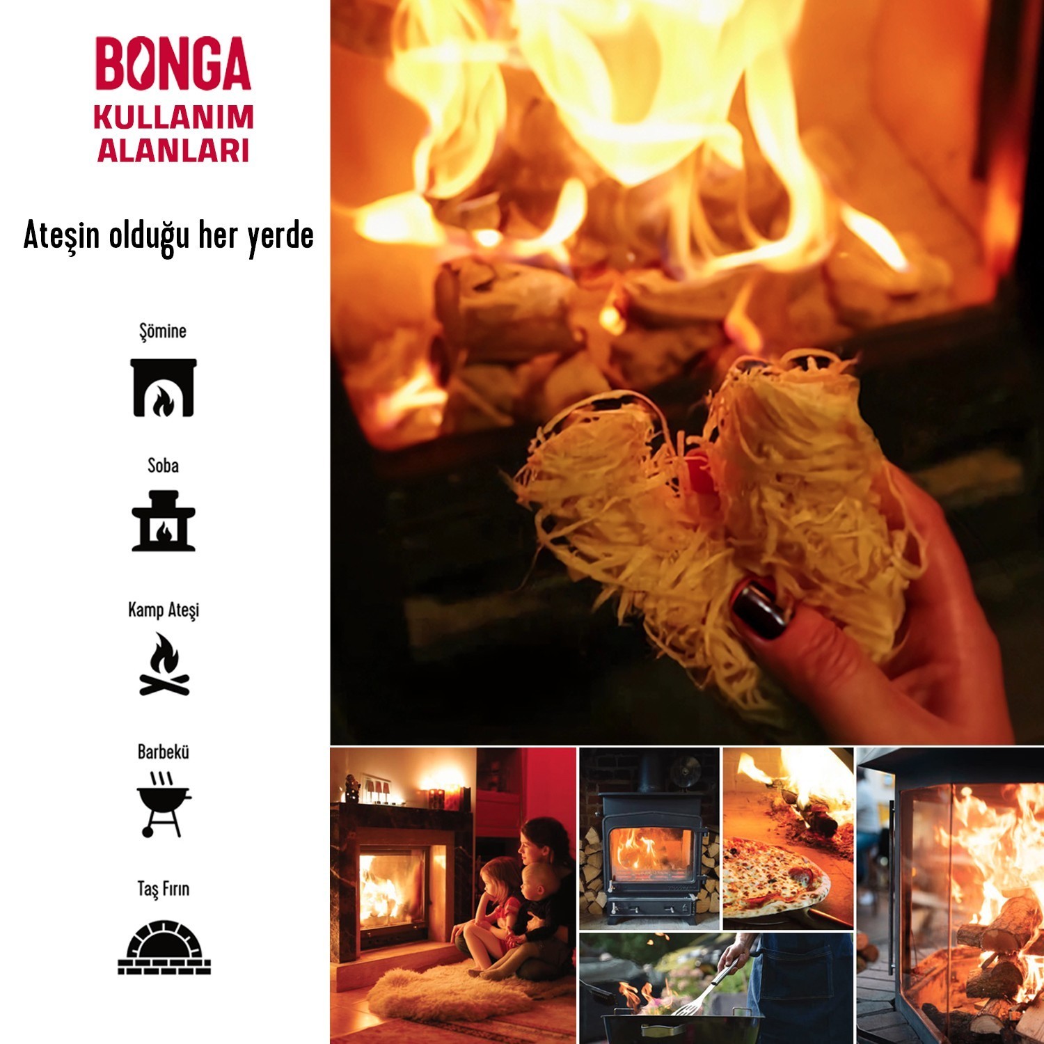 Bonga Odun Yünü Tutuşturucu – 10 Adet 140 Gr