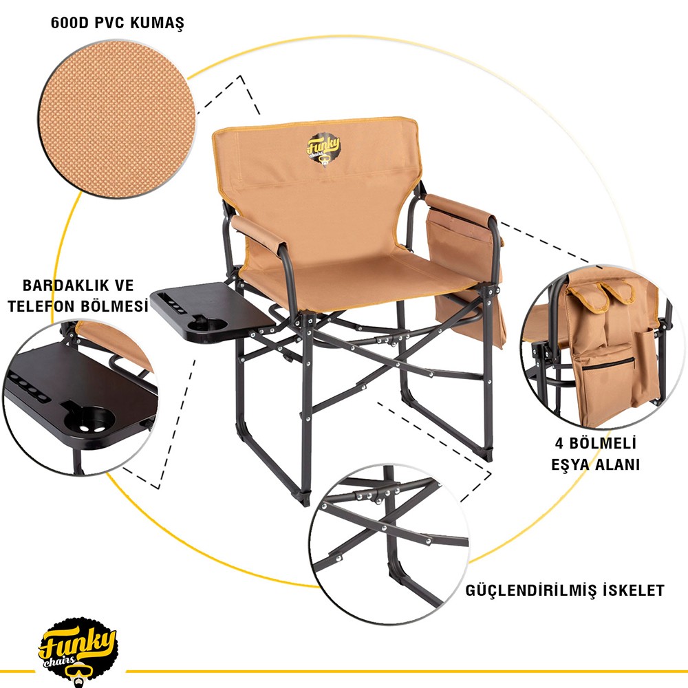 Funky Chairs Extra Katlanabilir L Kamp Koltuğu – Toprak