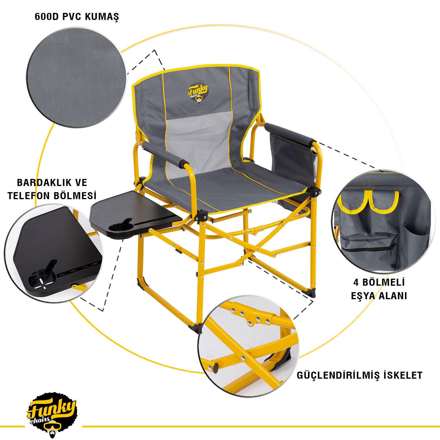 Funky Chairs Extra Katlanabilir XL Kamp Koltuğu – Sarı