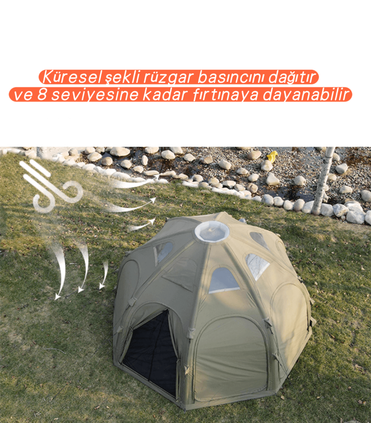 Shufa Glamping 19.6 Square Metre Spherical Dome Inflatable Tent - Khaki