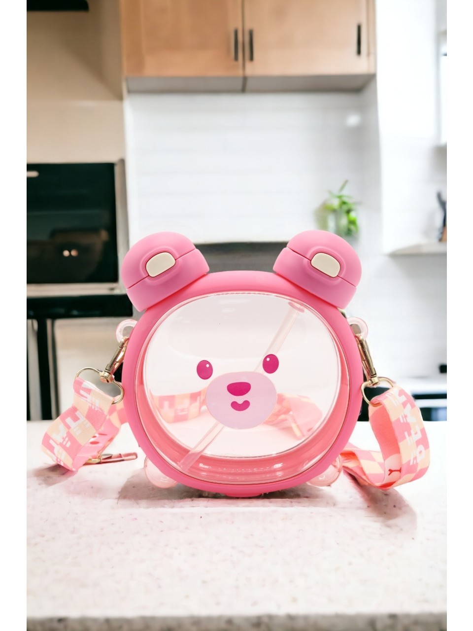Meysa Home Teddy Bear Clock Water Bottle - Pink