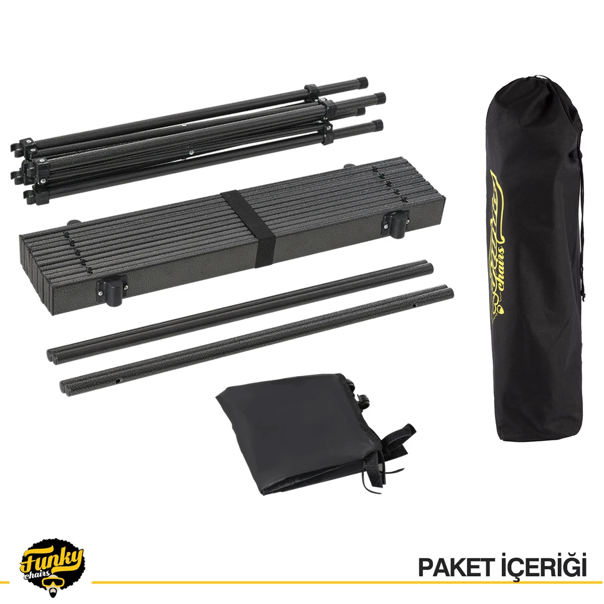 Funky Chairs Family Large Katlanabilir Alüminyum Kamp Masası - Siyah (95x55x68cm)