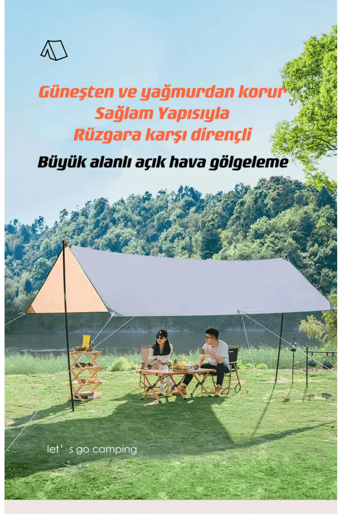 Shufa Glamping 500*300 Cm Tarp Güneş ve Rüzgar Koruma Tentesi