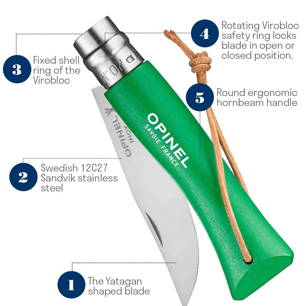 Opinel Inox Trekking No. 7 Stainless Steel Pocket Knife (Green)