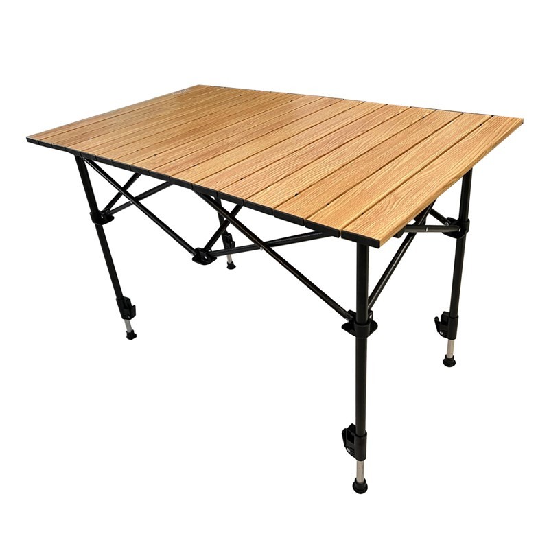 Funky Chairs Falcon Foldable Aluminum Camping Table with Telescopic Legs - (95x55x56-96cm) Wooden Pattern