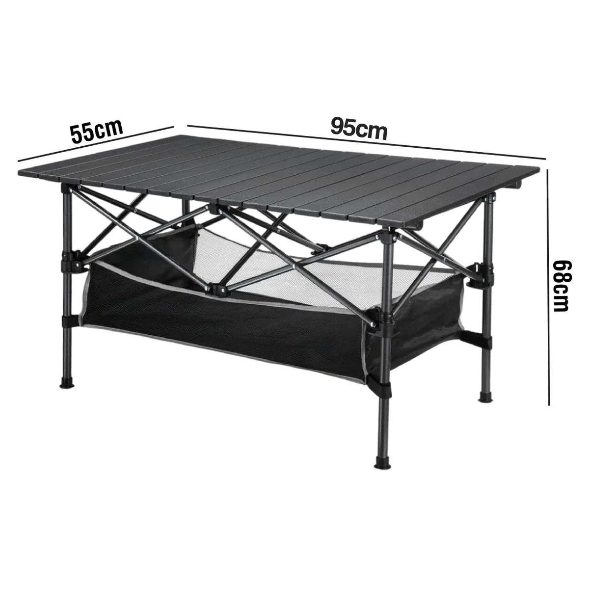 Funky Chairs Family Large Katlanabilir Alüminyum Kamp Masası - Siyah (95x55x68cm)