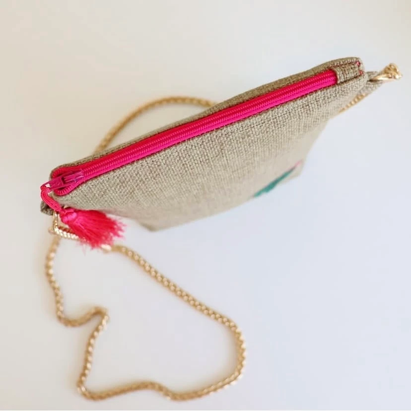 Lale Nakışlı Askılı Dikey Çanta