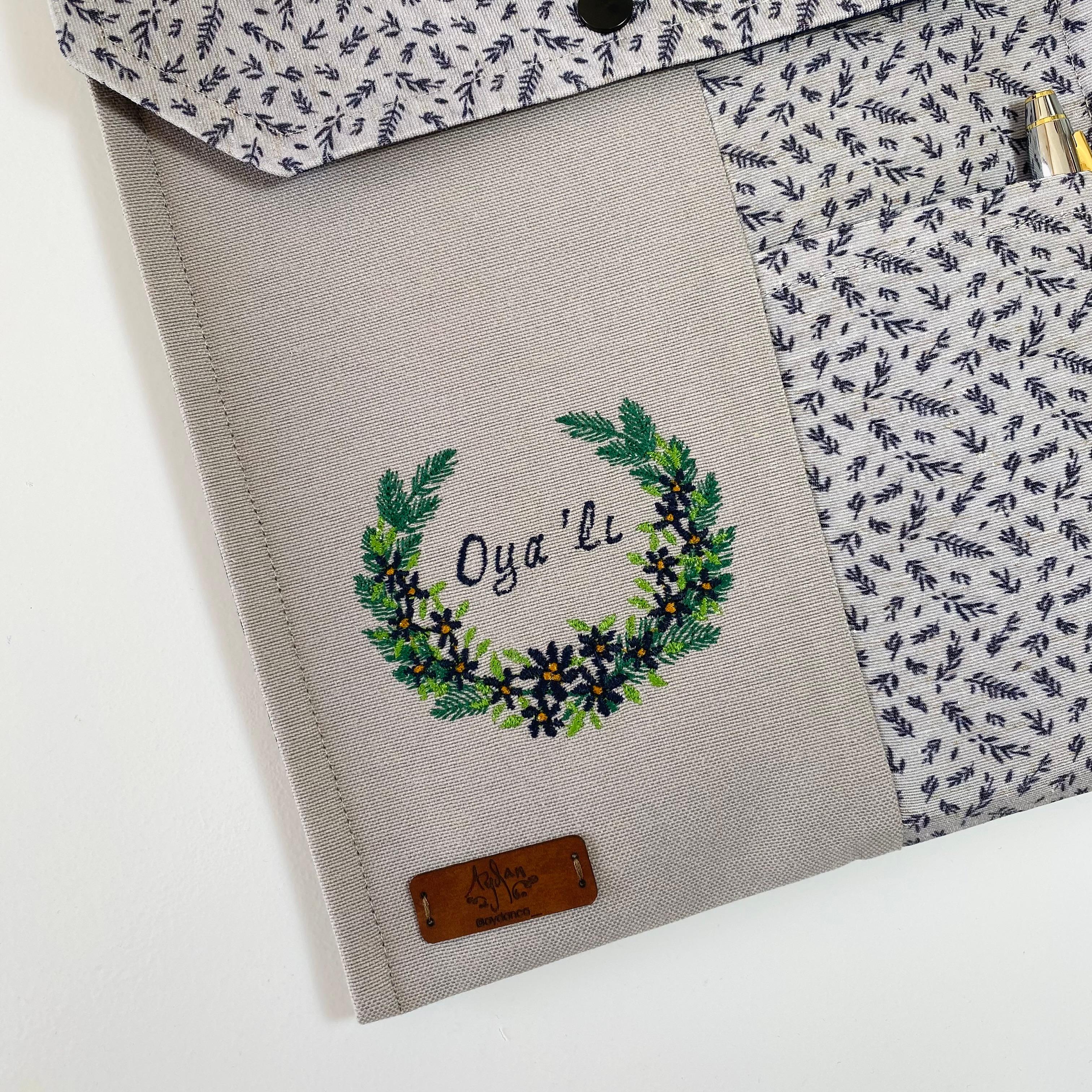 Çelenk Nakışlı Kitap-Tablet Kılıfı