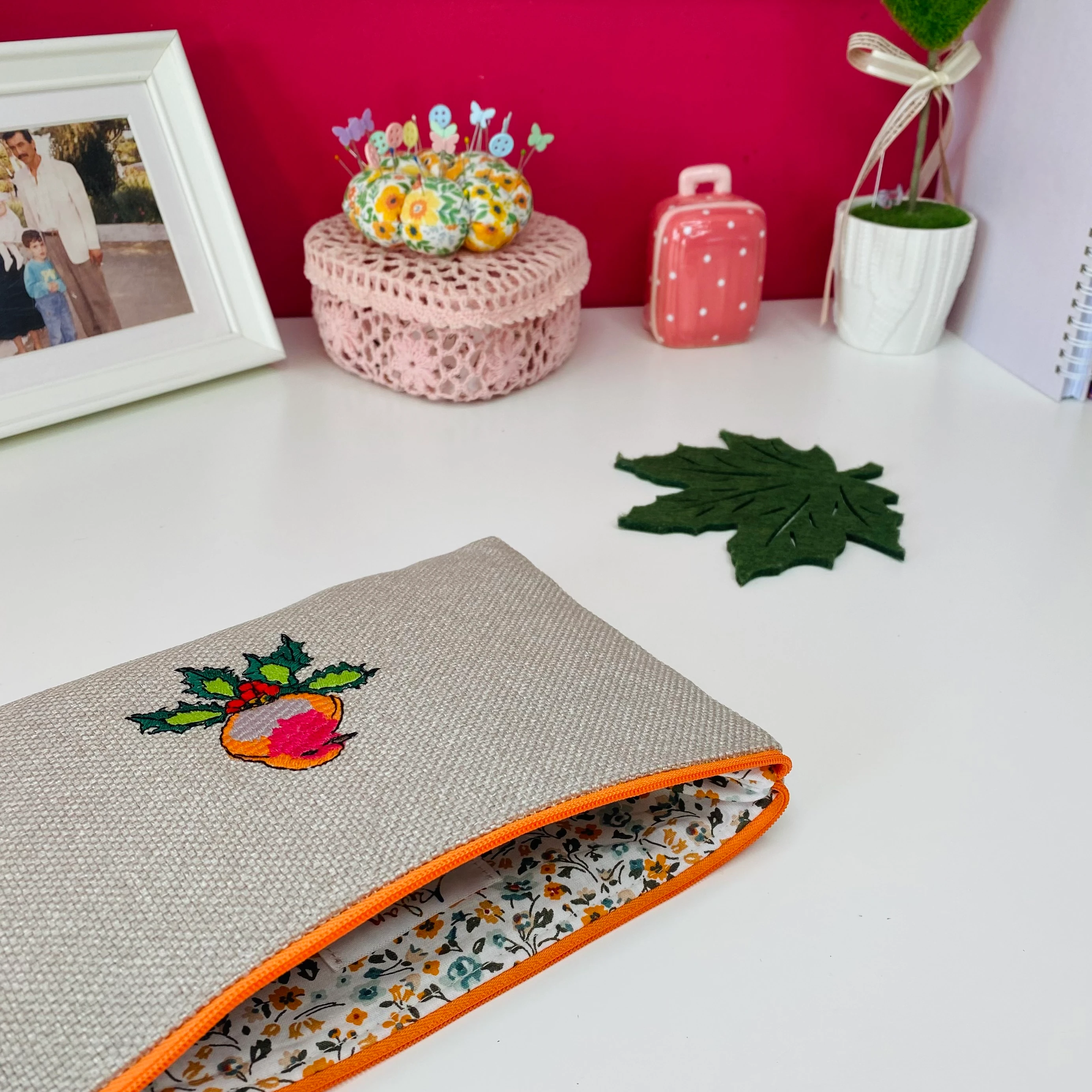 Kuş nakışlı portföy çanta (özel ölçü sipariş)