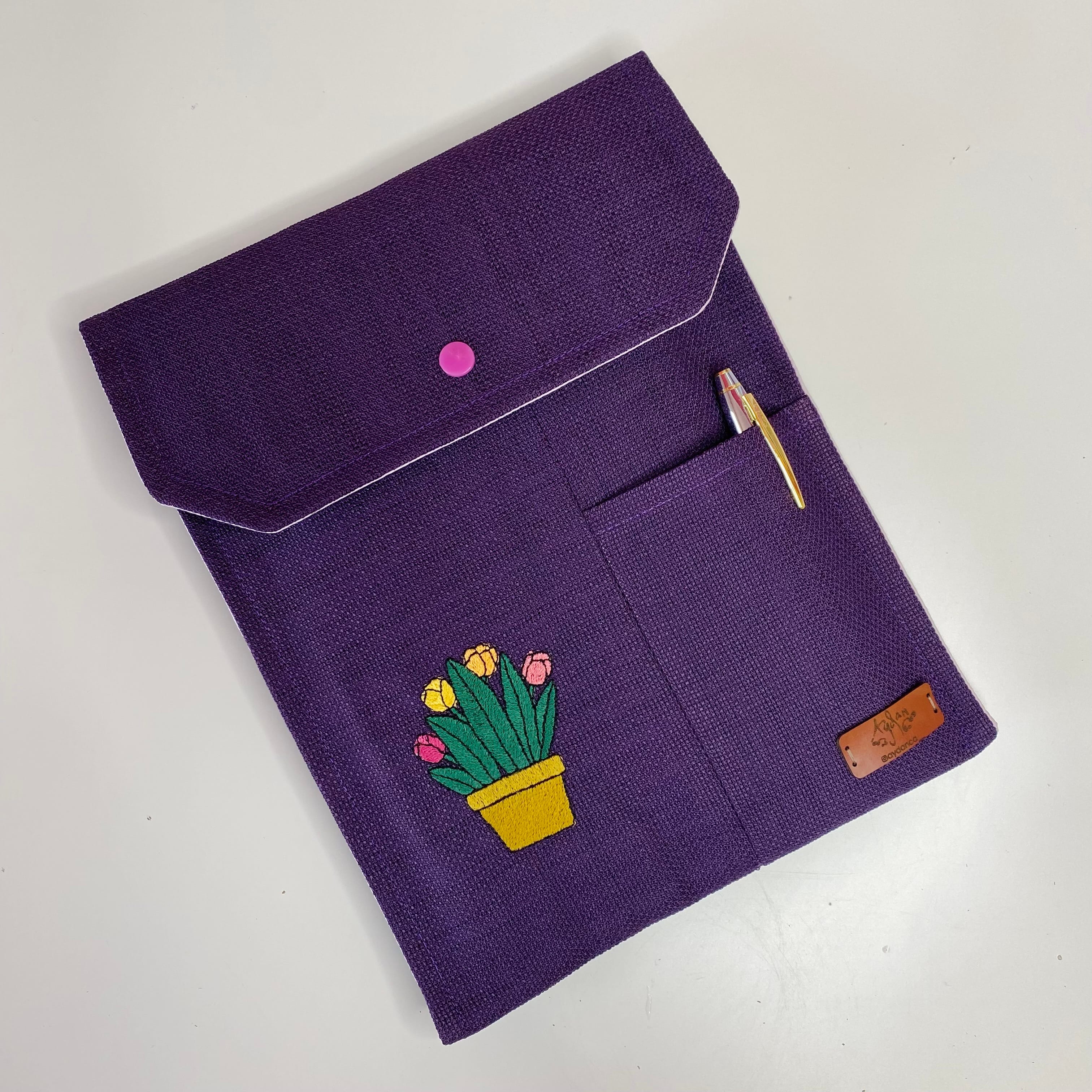 Lale Desenli Kitap Tablet Kılıfı