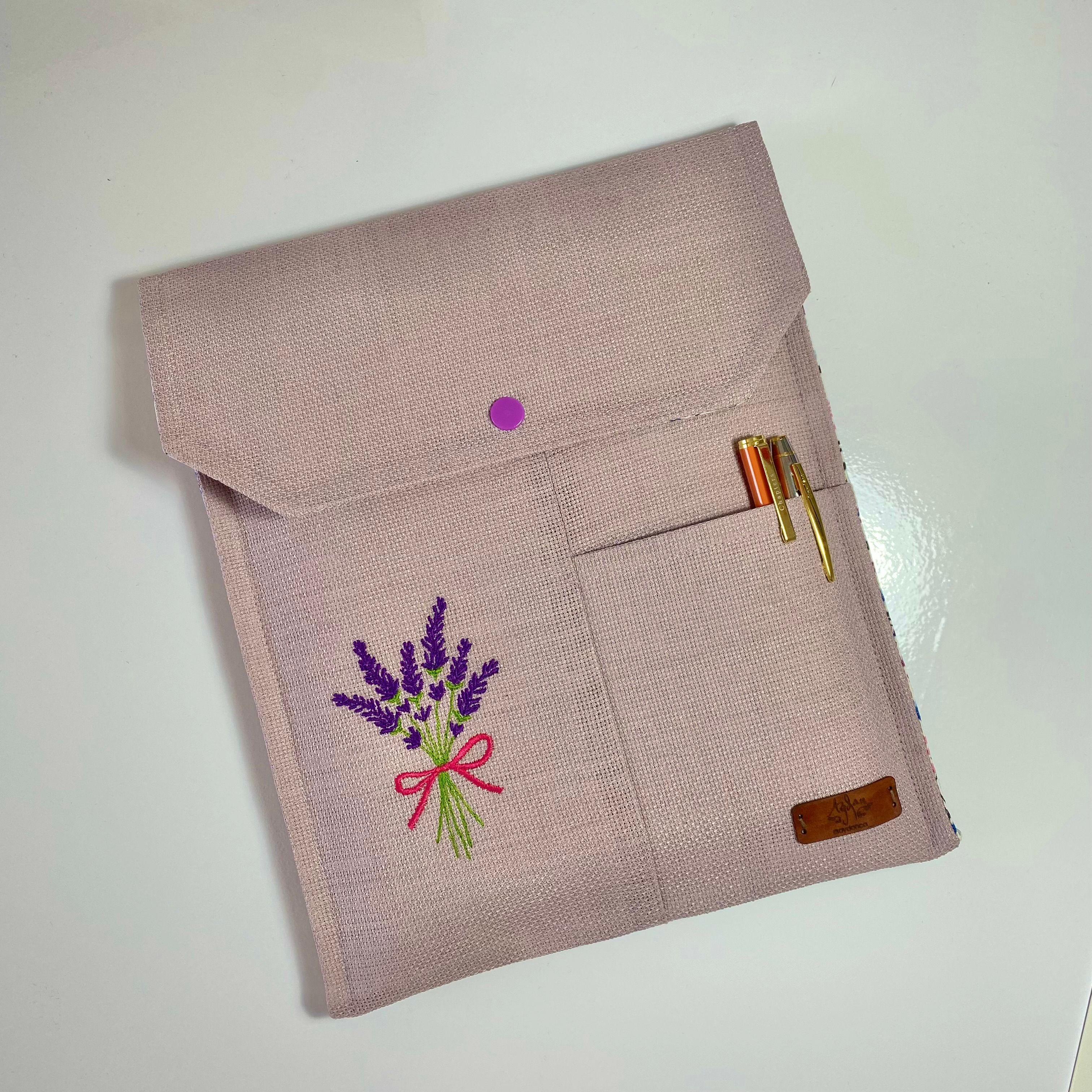 Lavanta Nakışlı Kitap-Tablet Kılıfı