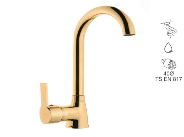 BAUWORLD lara gold kuğu lavabo bataryası 