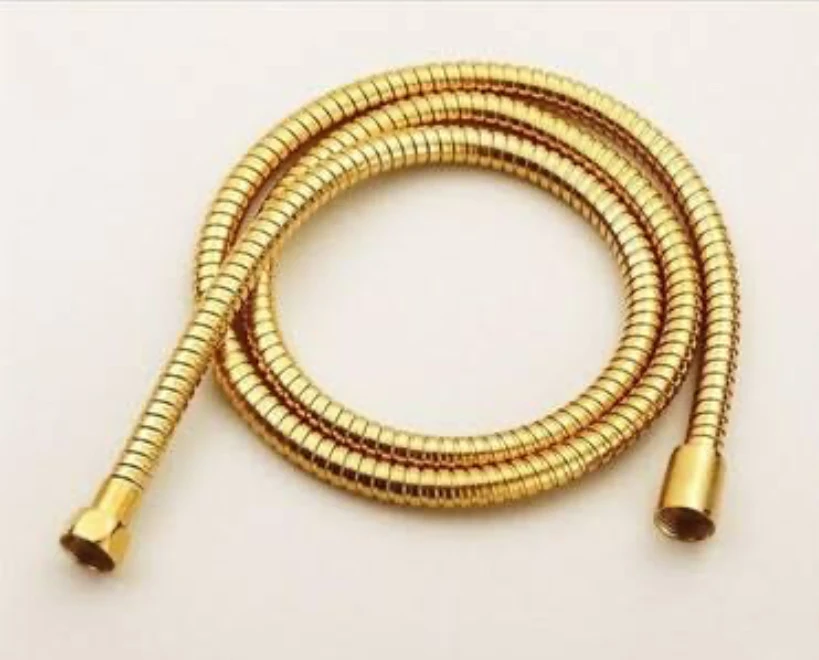 DUXXA Deluxe ince sarım örgülü parlak kromaj 360 dönerli pirinç somun spiral hortum 150 CM