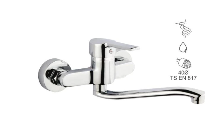 BAUWORLD gümüş aplik eviye mutfak bataryası