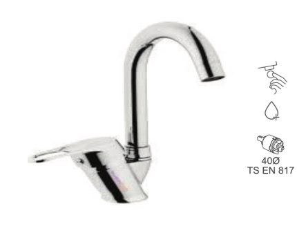 BAUWORLD gümüş baston borulu kuğu lavabo bataryası