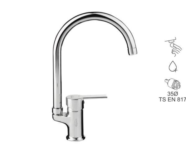 BAUWORLD gümüş kuğu eviye mutfak bataryası