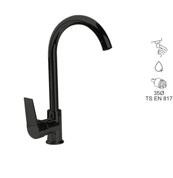 BAUWORLD siyah kuğu mutfak eviye bataryası