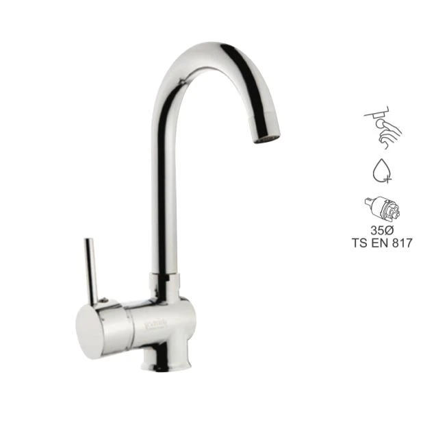 BAUWORLD gümüş kuğu eviye mutfak bataryası