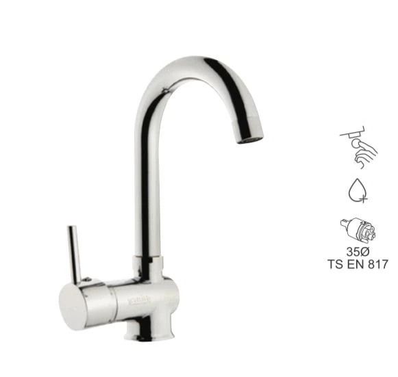 BAUWORLD gümüş kuğu lavabo bataryası 