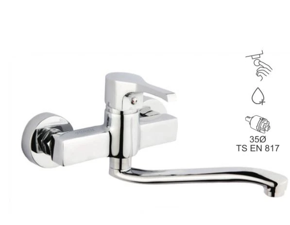 BAUWORLD gümüş aplik mutfak eviye bataryası 