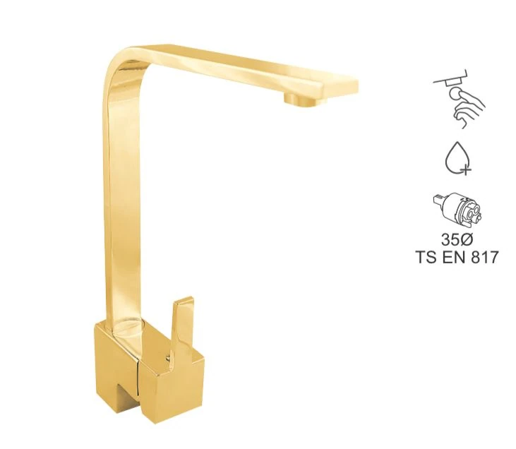 BAUWORLD kare gold mutfak eviye bataryası