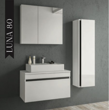 BAUWORLD Luna 80cm kahverengi aynalı banyo dolabı takımı 