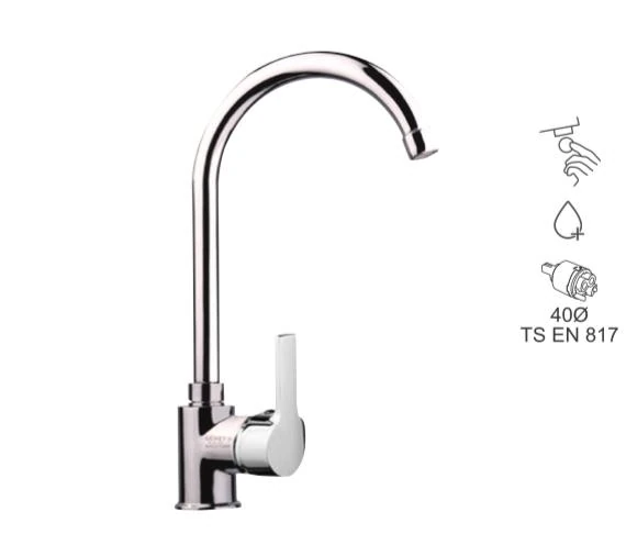 BAUWORLD gümüş mutfak kuğu eviye bataryası