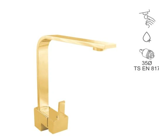 BAUWORLD side gold kare kuğu lavabo bataryası