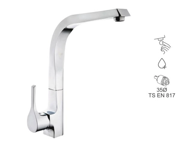 BAUWORLD gümüş mutfak kare eviye bataryası