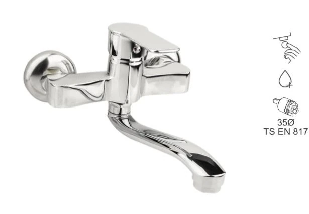 BAUWORLD gümüş aplik eviye bataryası