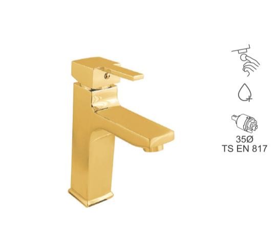 BAUWORLD side gold lavabo bataryası