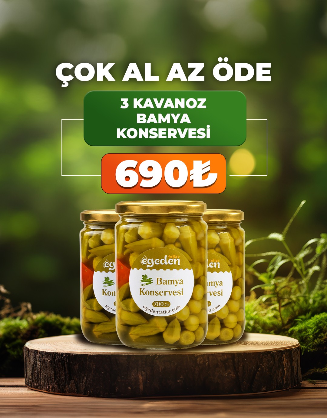 Bamya Konserversi Doğal 700 gr. 3'lü Paket 