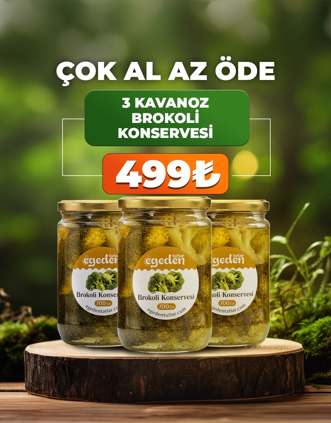 Brokoli Konservesi Doğal 700 gr. 3'lü Paket