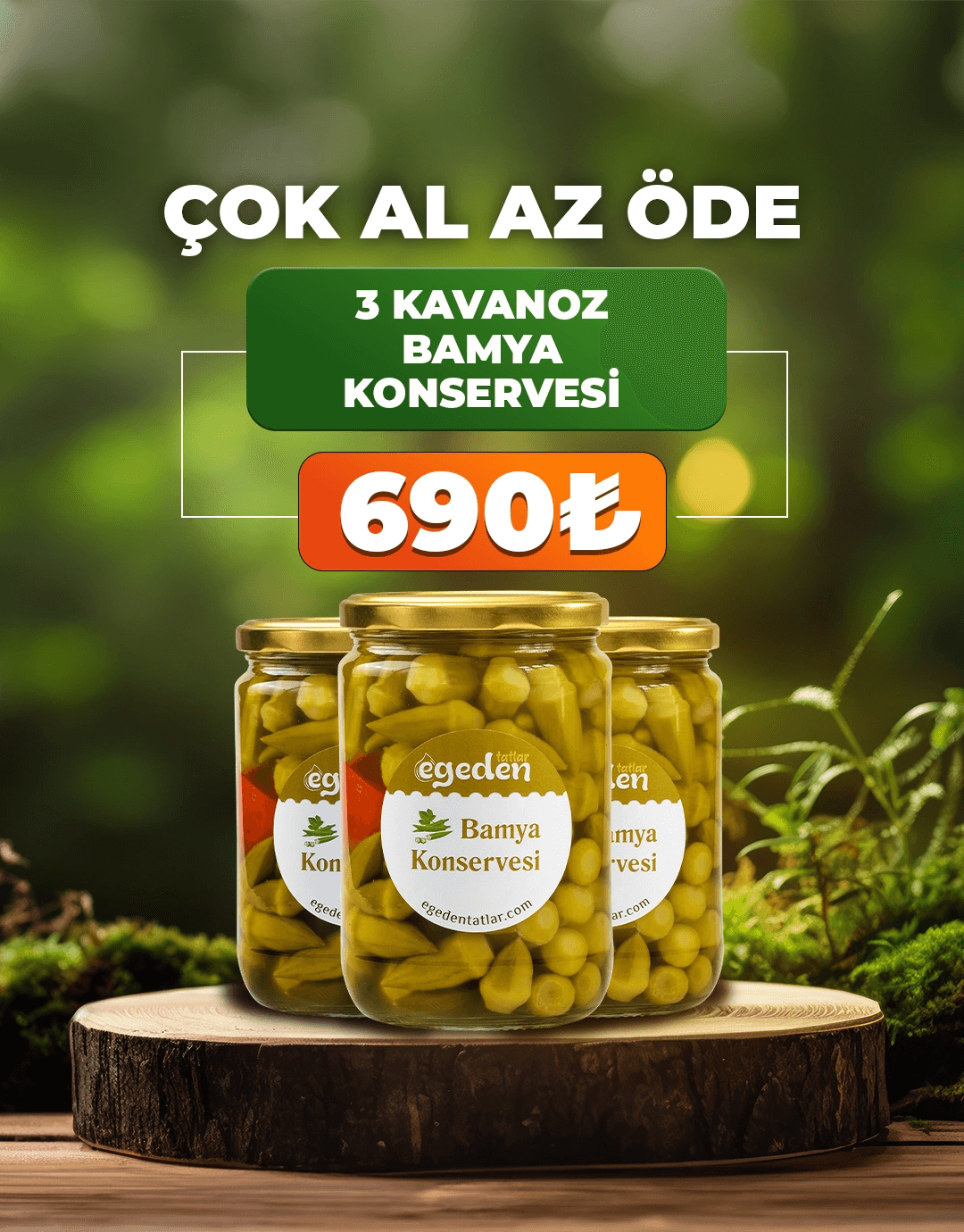 Bamya Konserversi Doğal 3'lü Paket 