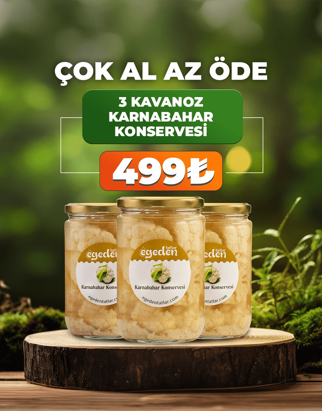 Karnabahar Konservesi Doğal 3'lü Paket