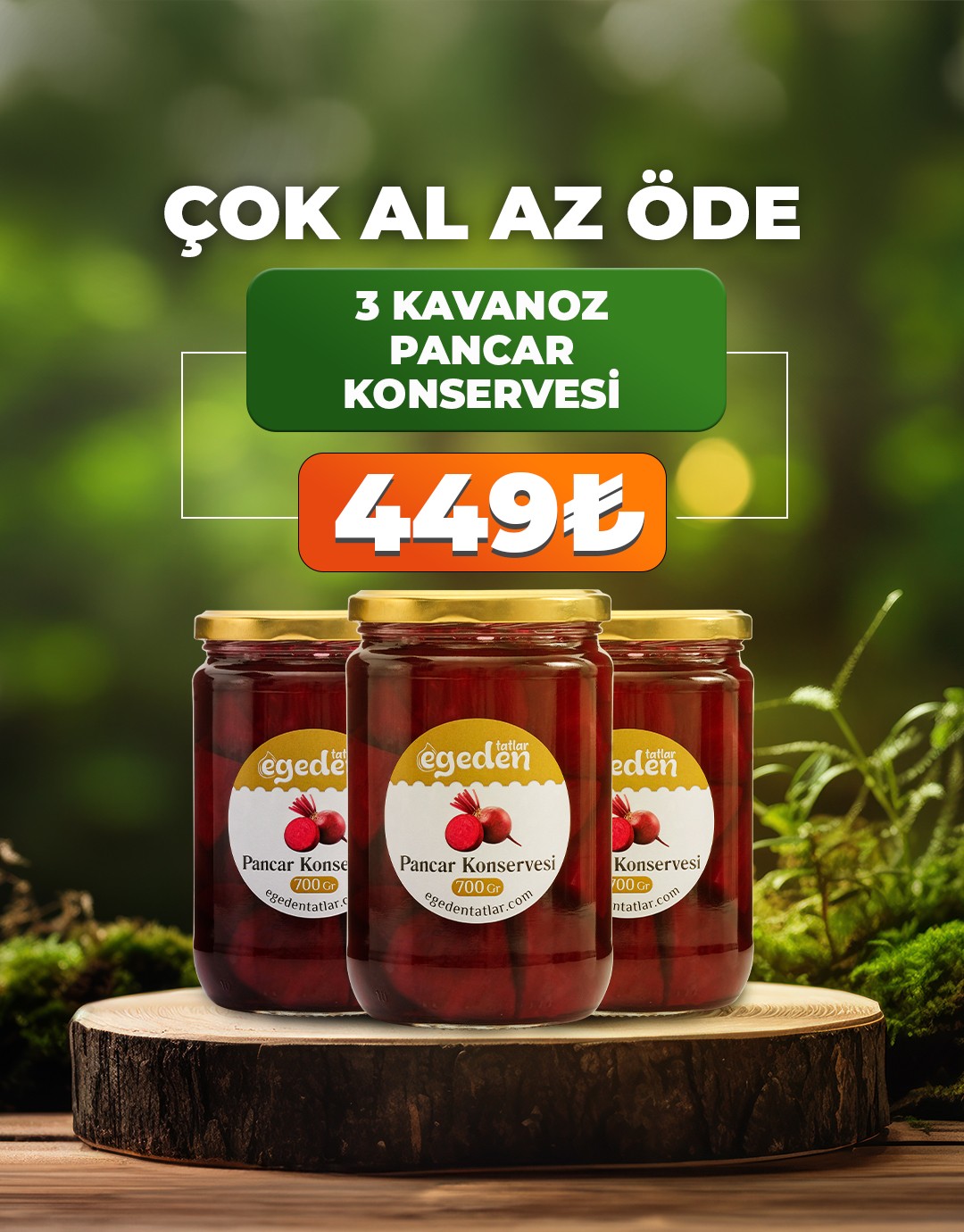 Pancar Konservesi Doğal 700 gr. 3'lü Paket