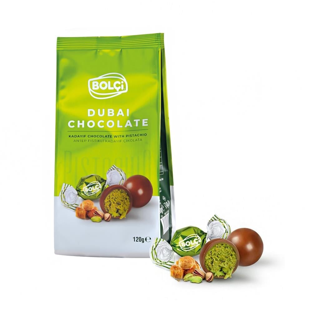 Dubai Çikolatası Fıstıklı Kadayıf Dolgulu Sütlü Top Çikolata 120 g