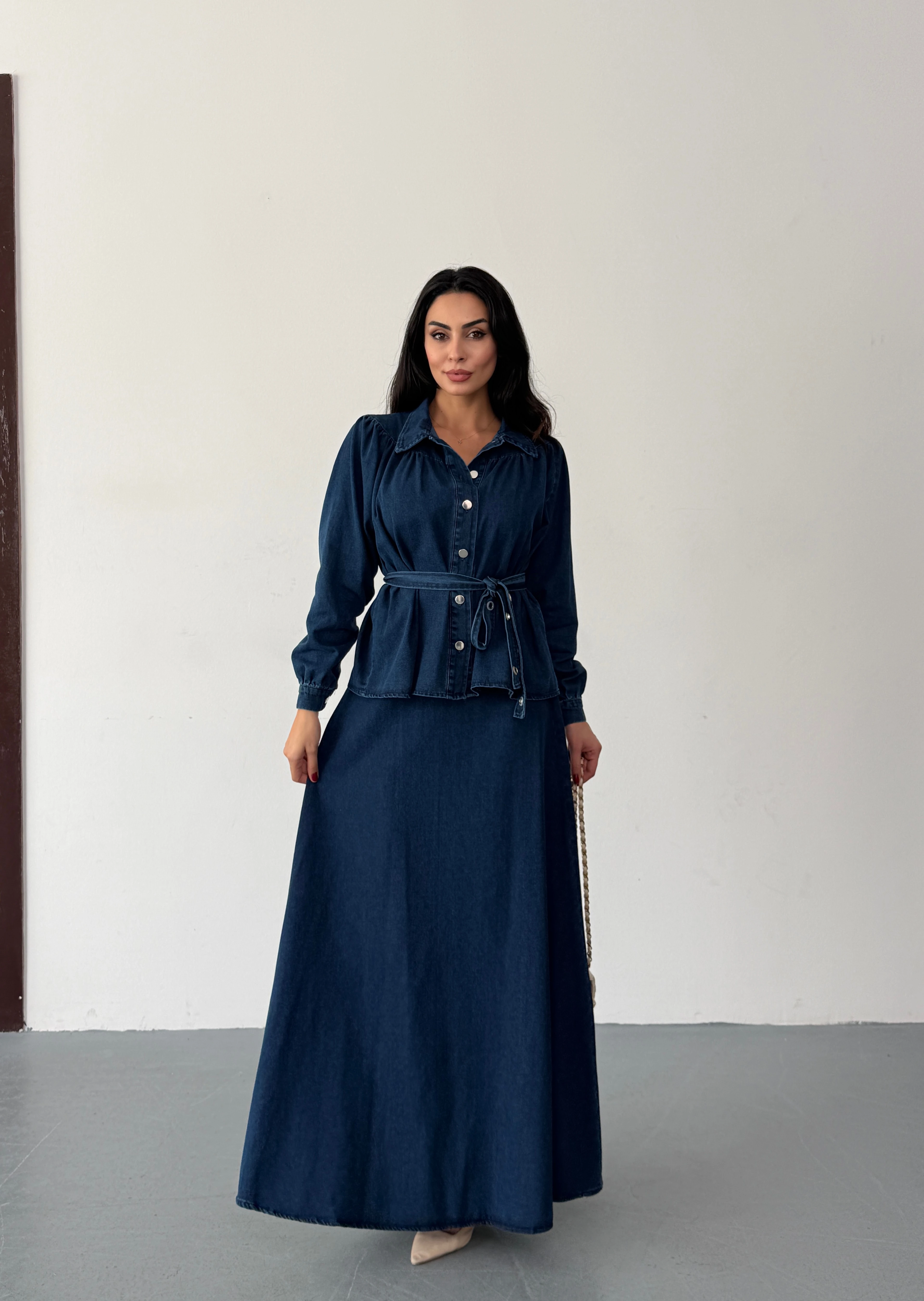 LACİVERT ETEKLİ KOT TAKIM