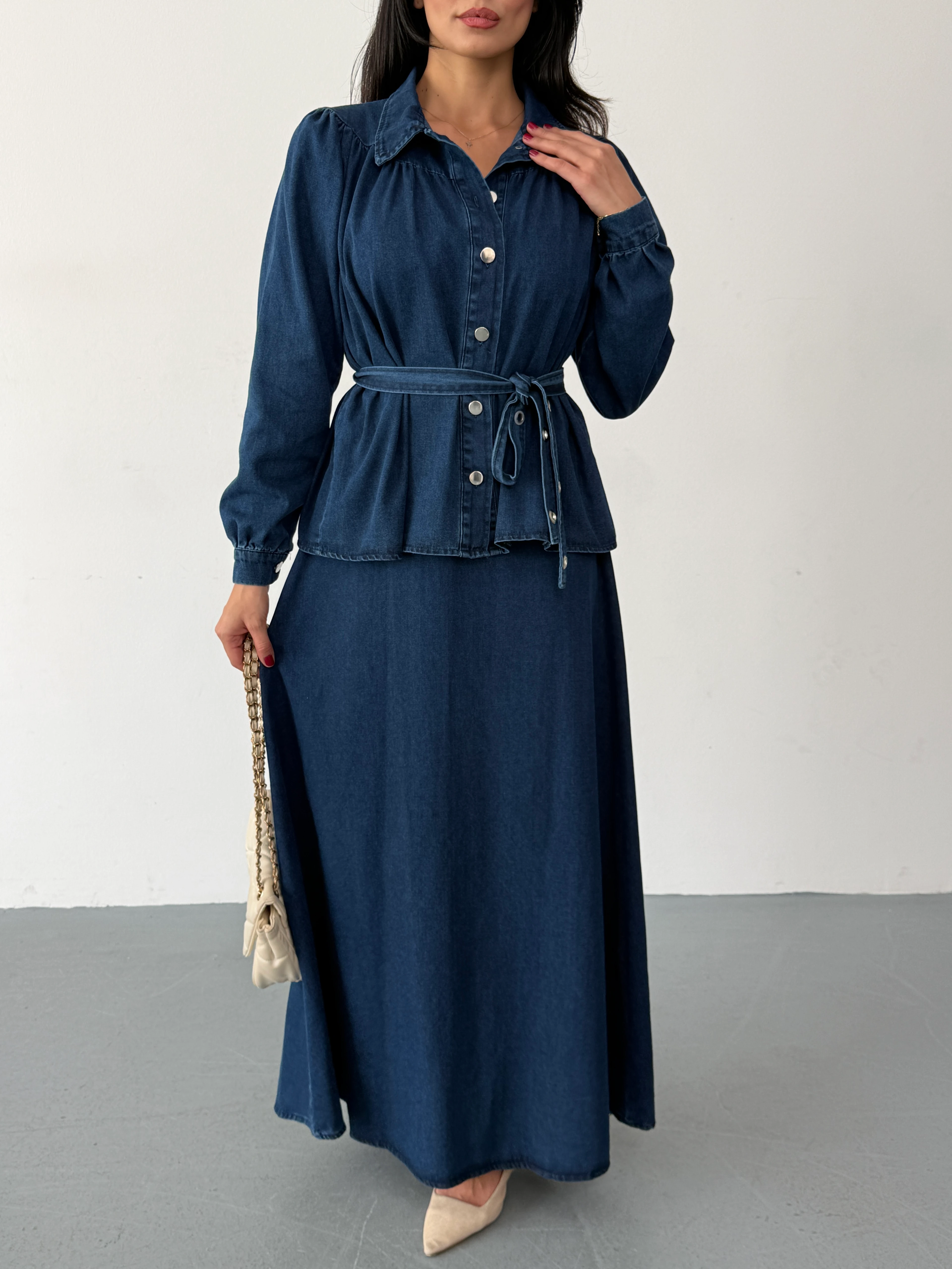 LACİVERT ETEKLİ KOT TAKIM