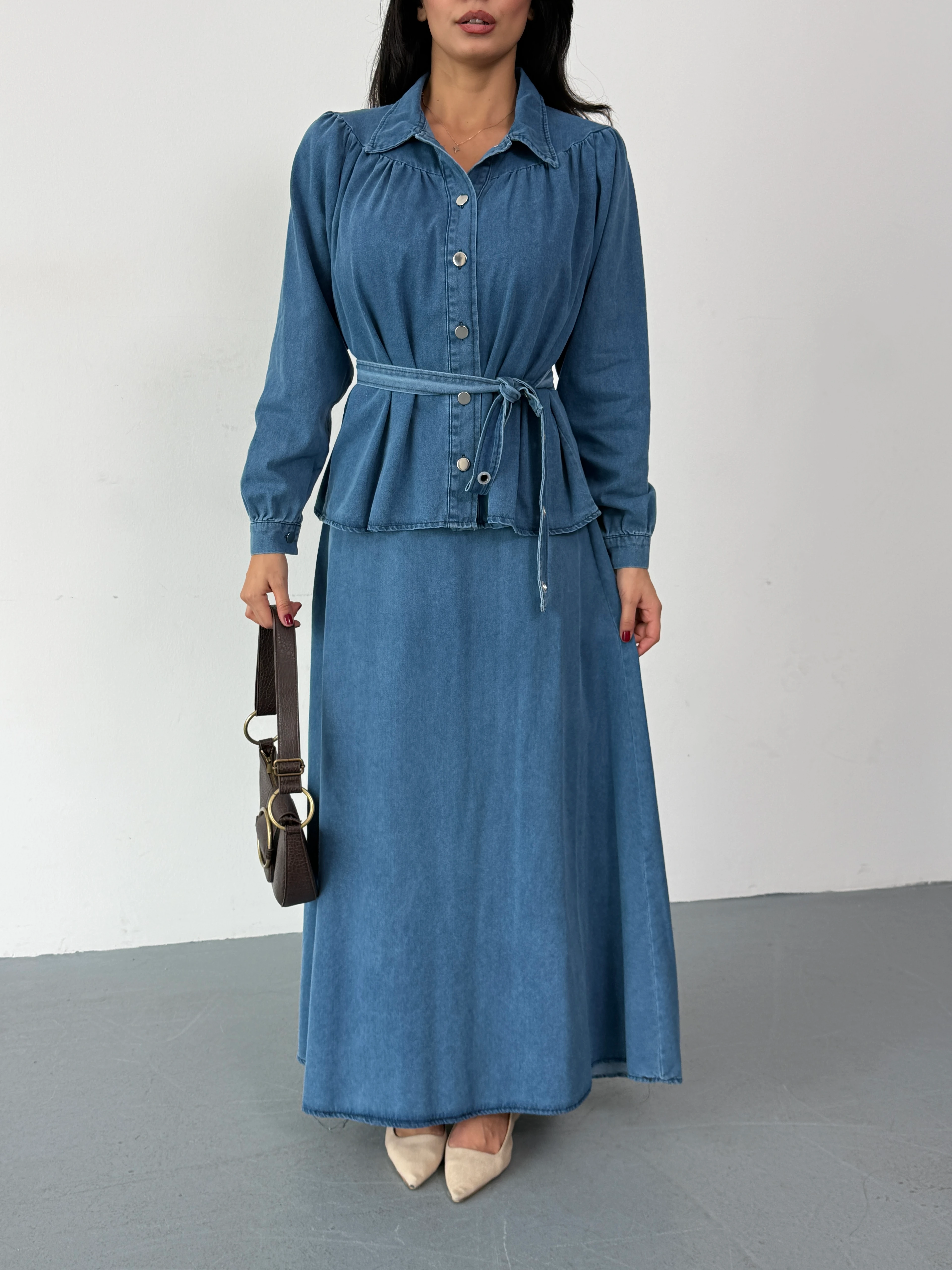 MAVİ ETEKLİ KOT TAKIM