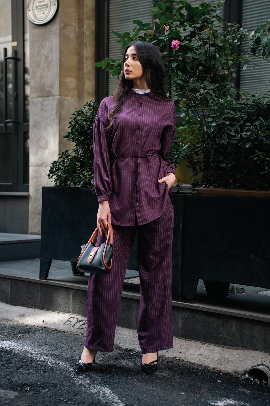 PREMİUM ÇİZGİLİ TAKIM - BORDO