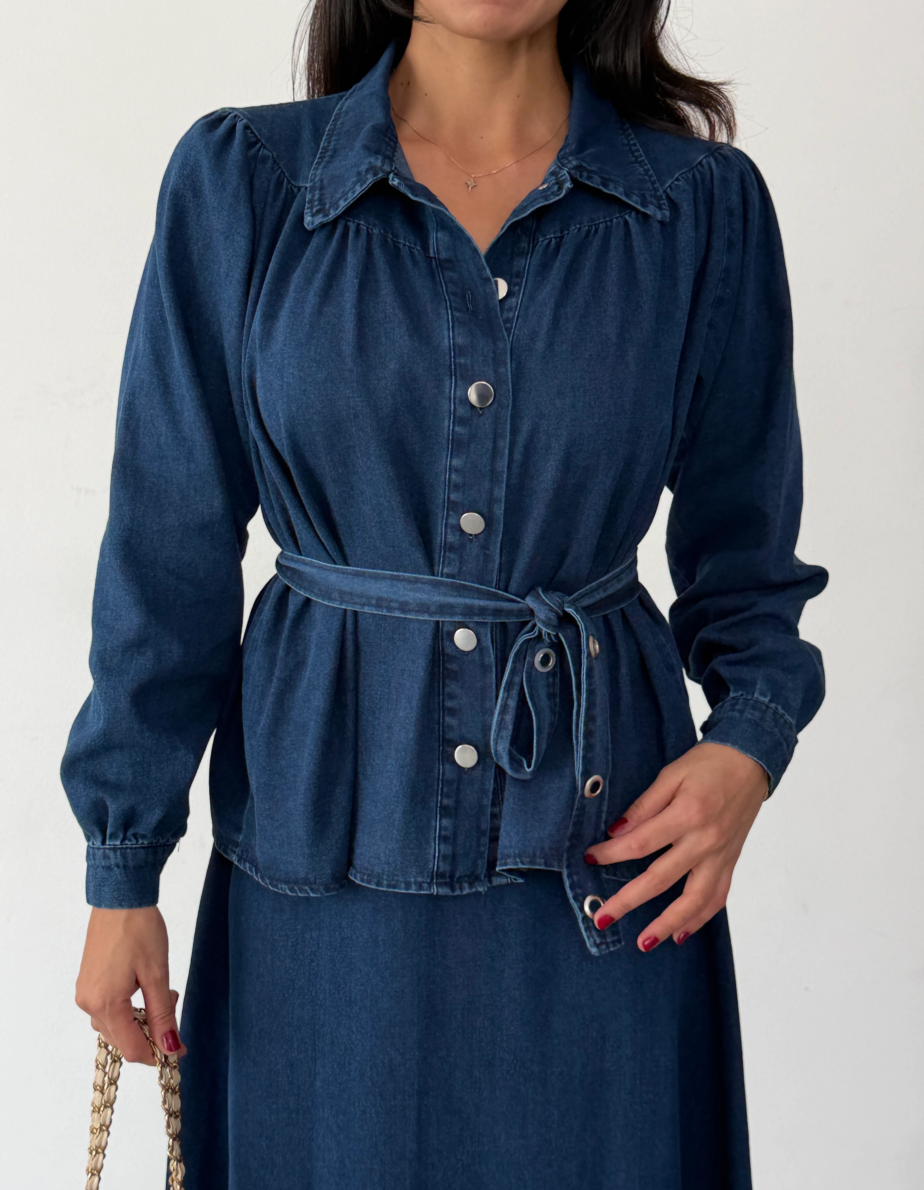 LACİVERT ETEKLİ KOT TAKIM