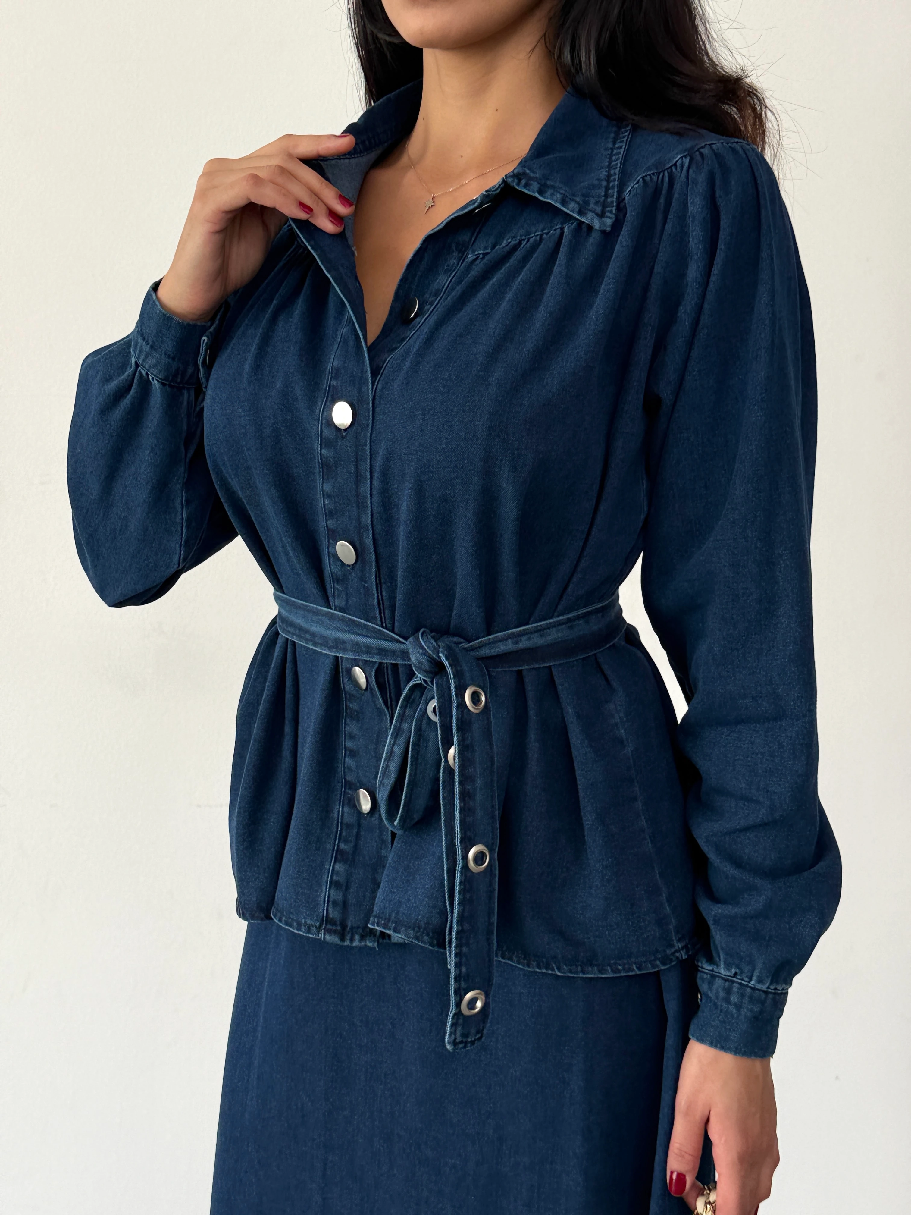 LACİVERT ETEKLİ KOT TAKIM